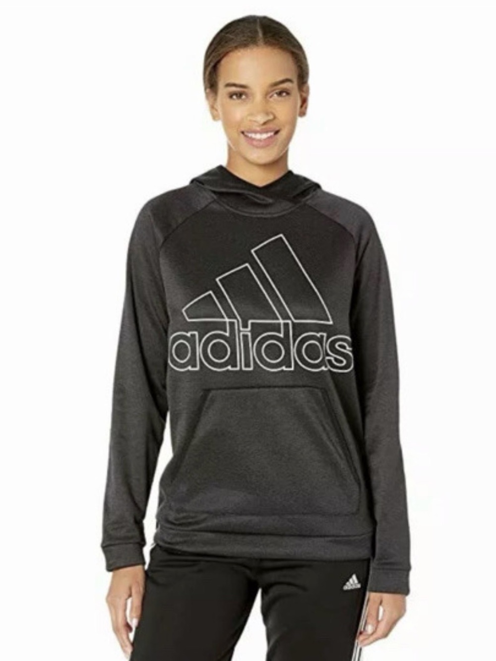 adidas Women's Black Pullover Hoodie with Large Logo